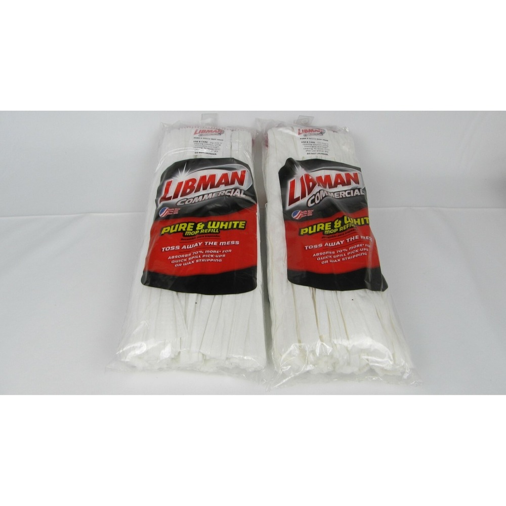 Libman Commercial Pure & White  Mop Head Lot of 2 New Sealed